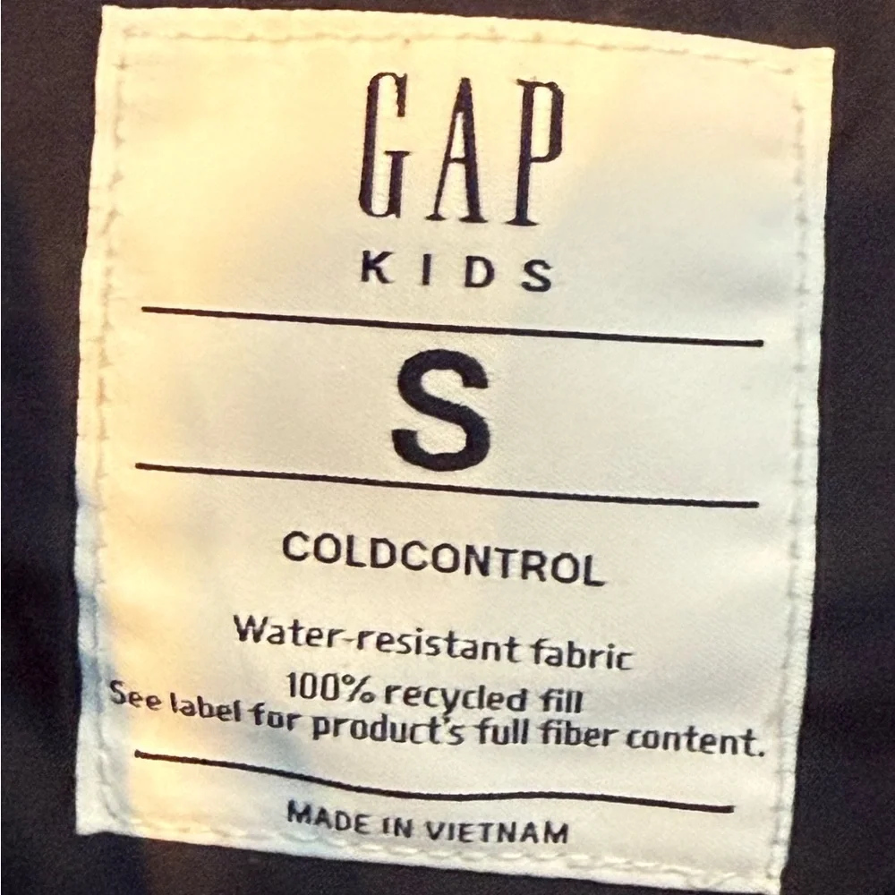 GAP Kids Puffer Vest Cold Control Water Resistant Full Zip Navy Pockets Sz S 6-7